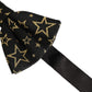 Dolce & Gabbana Men Black Star 100% Silk Adjustable Neck Papillon Bow Tie