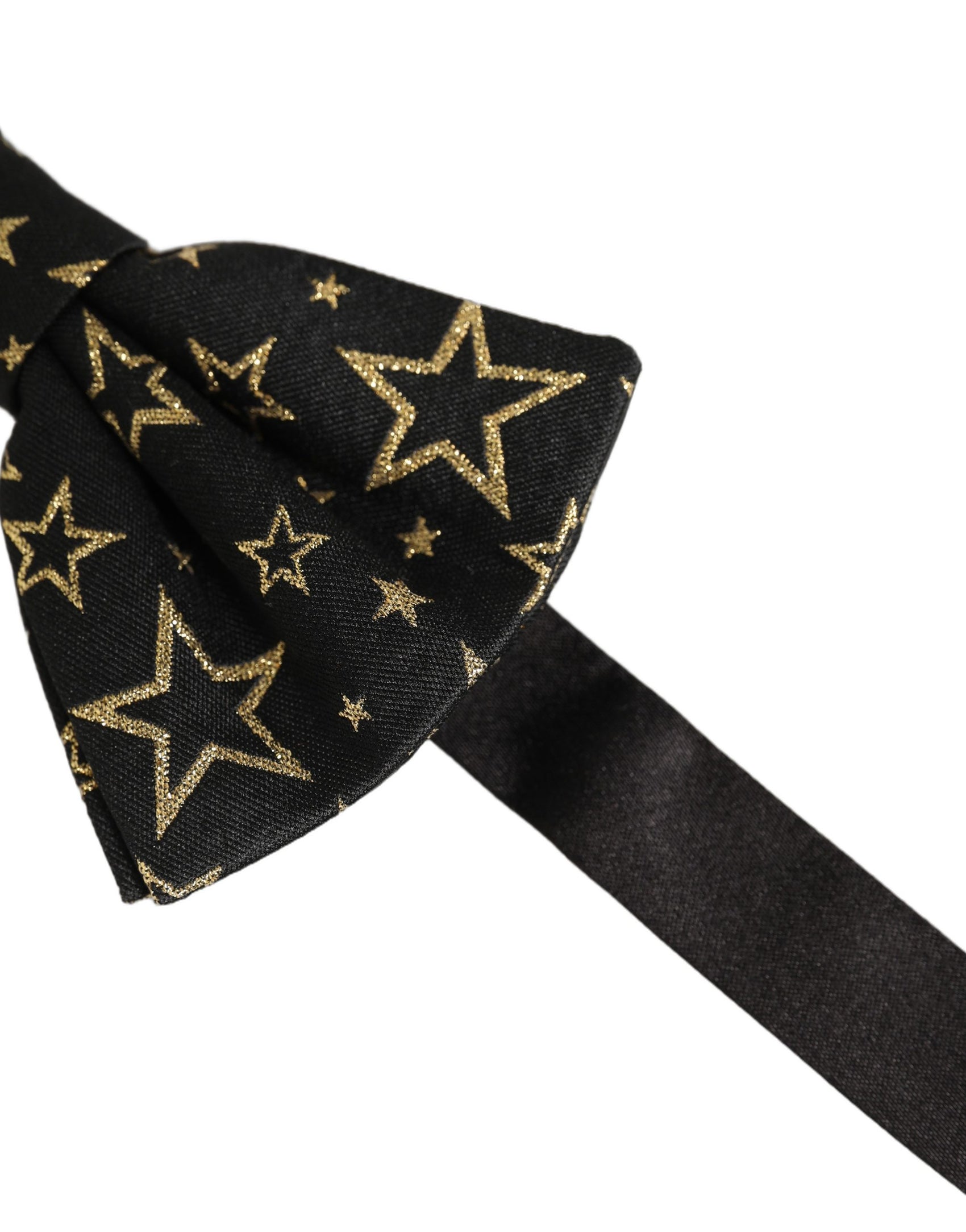 Dolce & Gabbana Men Black Star 100% Silk Adjustable Neck Papillon Bow Tie