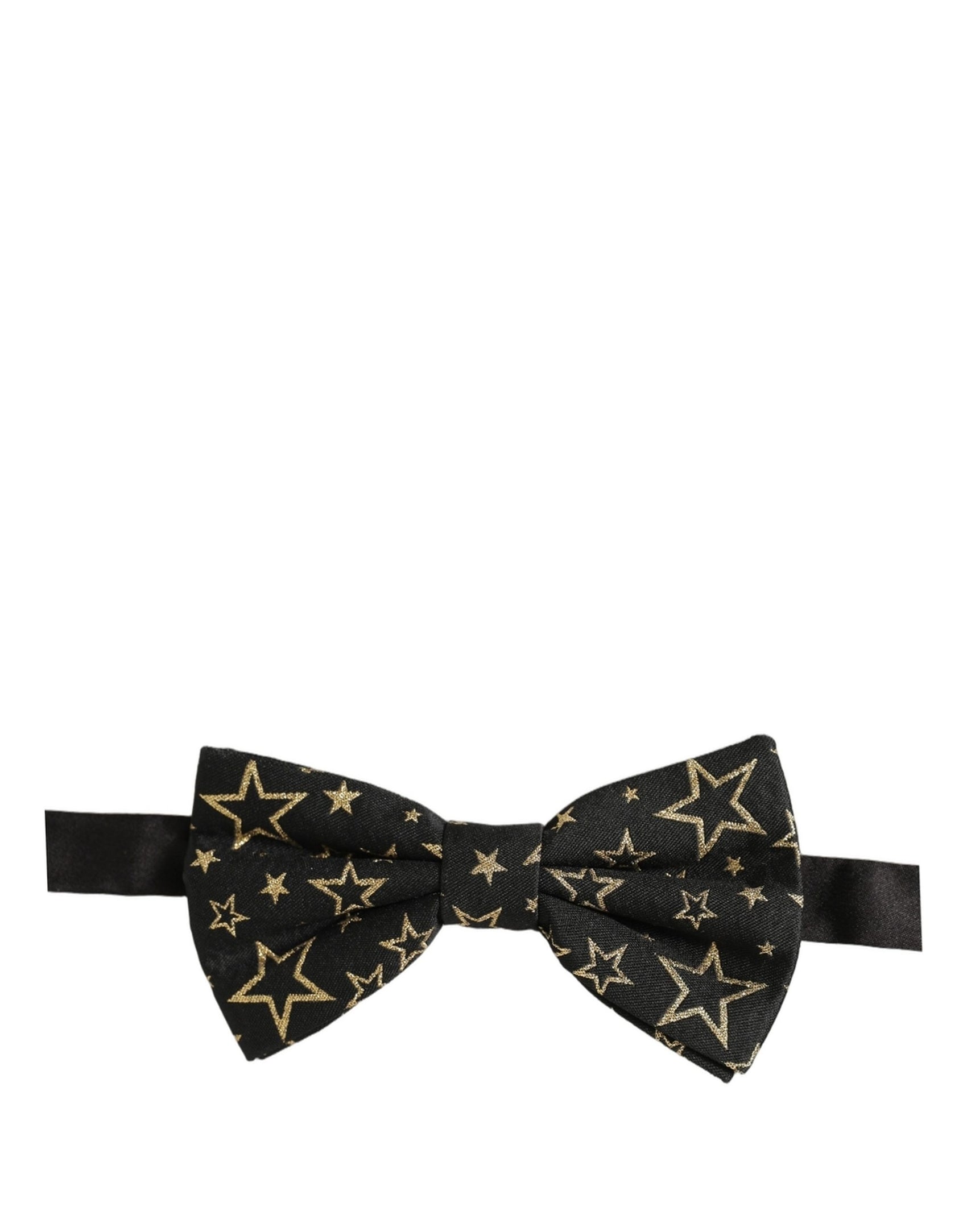 Dolce & Gabbana Men Black Star 100% Silk Adjustable Neck Papillon Bow Tie
