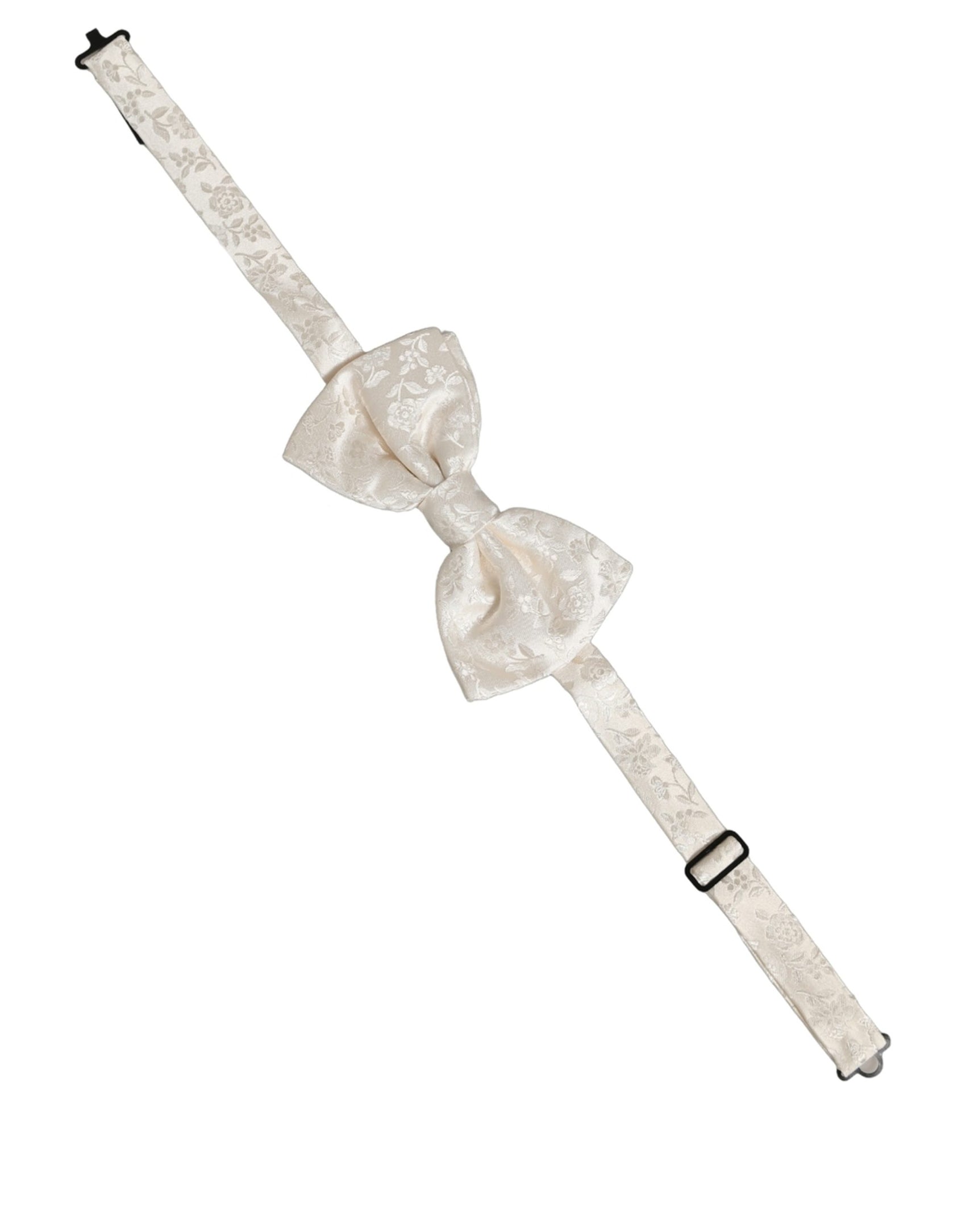 Dolce & Gabbana Men White Floral Silk Adjustable Neck Papillon BowTie