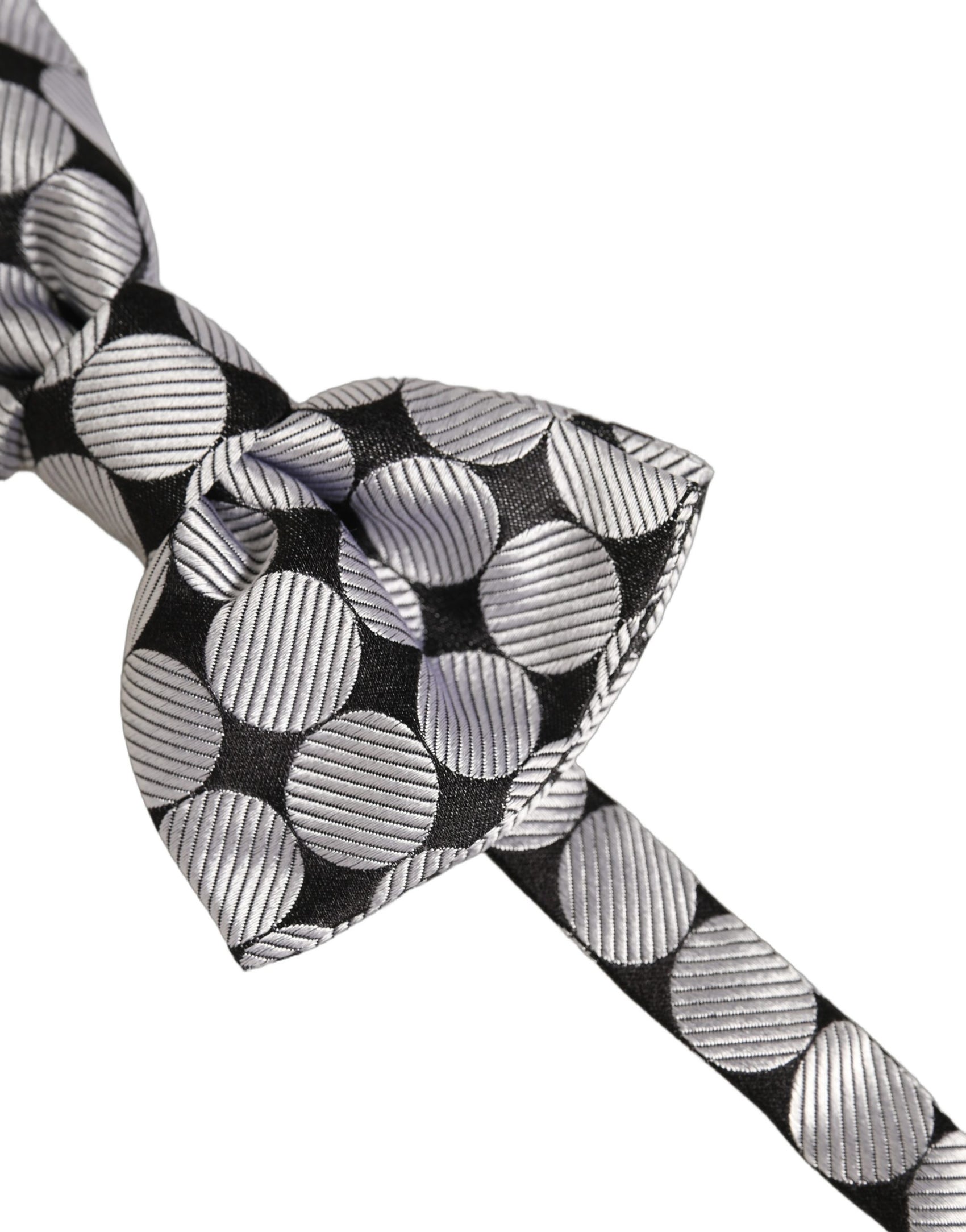 Dolce & Gabbana Men Black Silver Circles Adjustable Neck Papillon Bow Tie