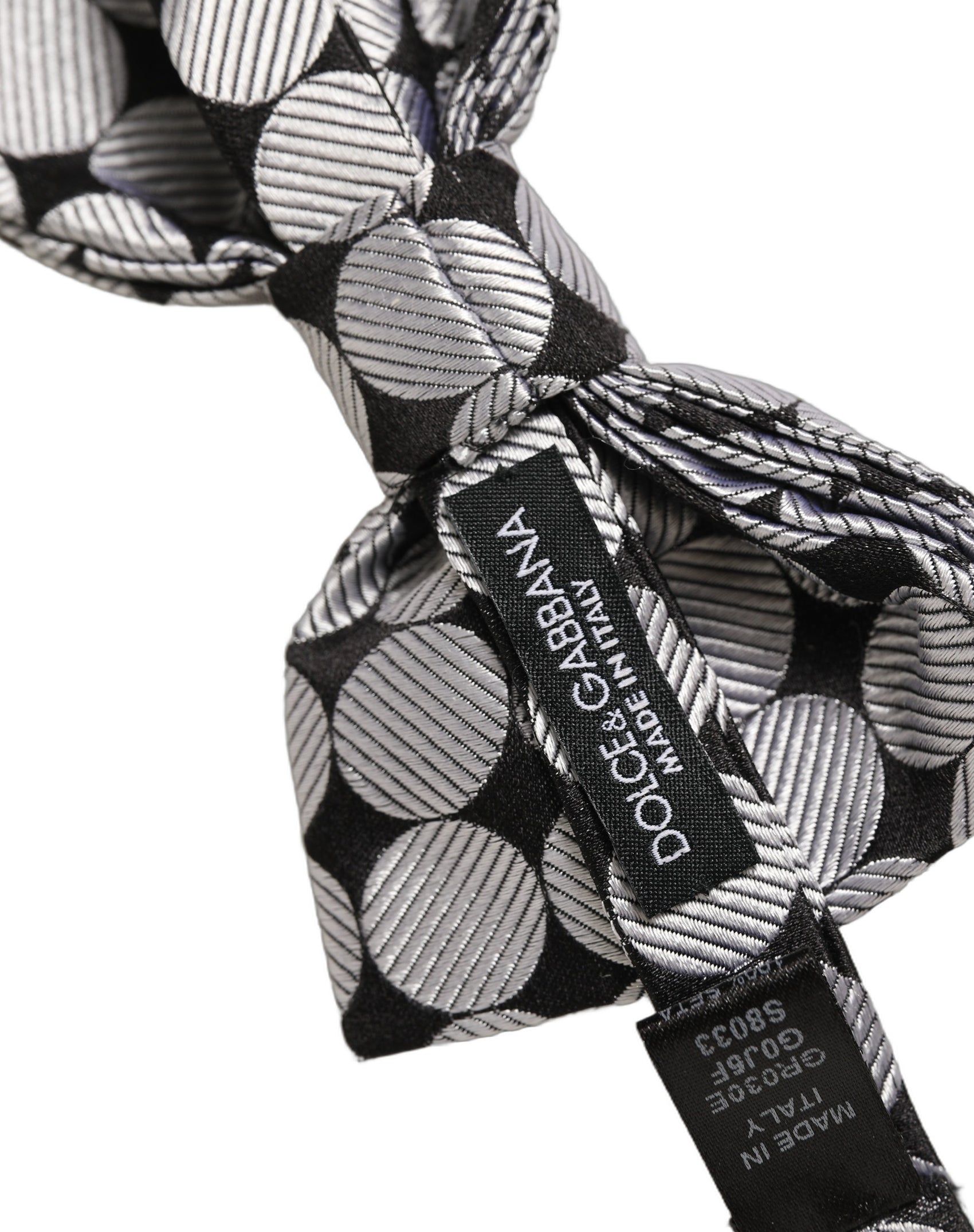 Dolce & Gabbana Men Black Silver Circles Adjustable Neck Papillon Bow Tie
