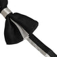 Dolce & Gabbana Black Silver 100% Silk Adjustable Neck Papillon Bow Tie