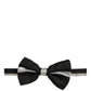 Dolce & Gabbana Black Silver 100% Silk Adjustable Neck Papillon Bow Tie