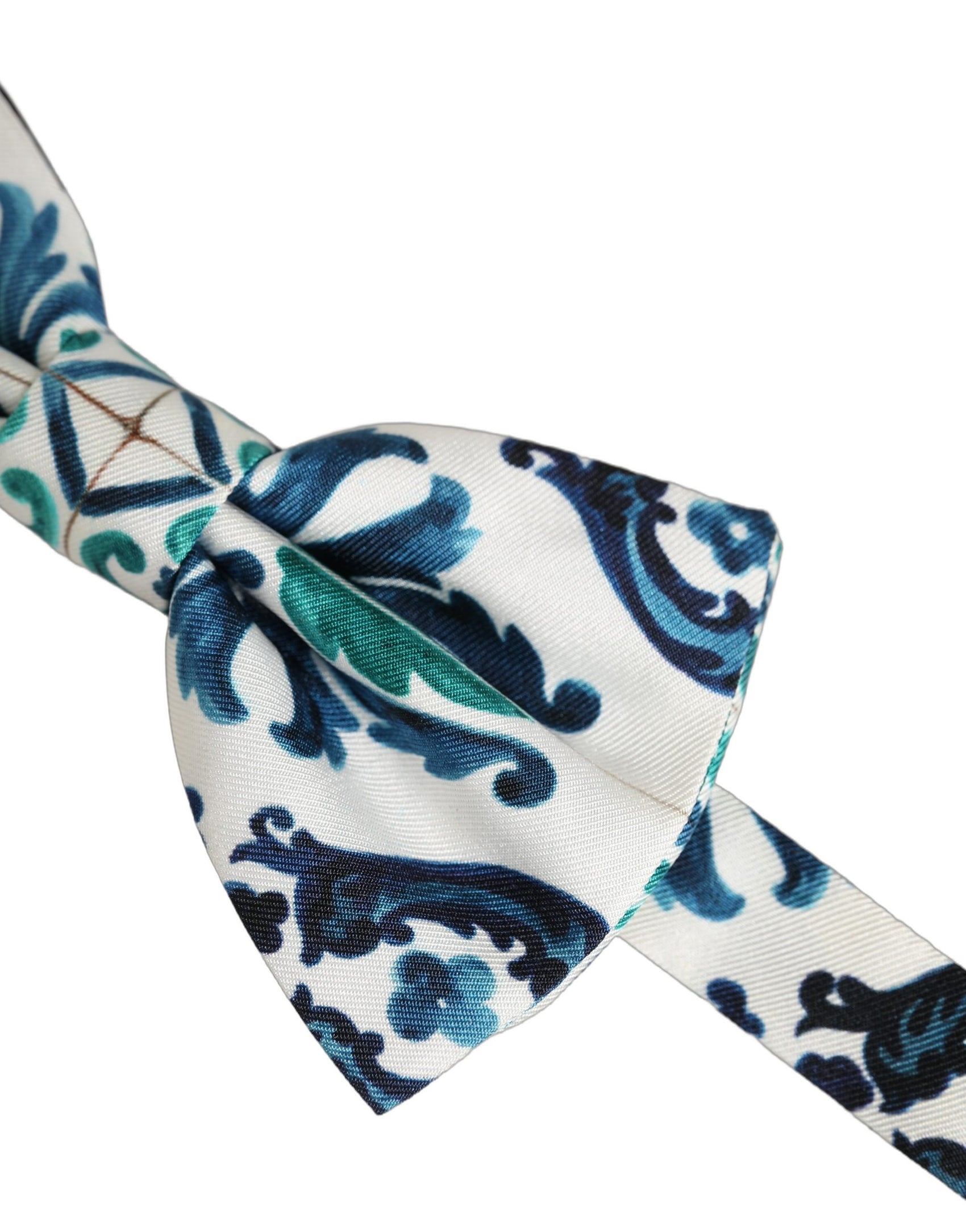 Dolce & Gabbana Men White Sicilian Silk Adjustable Neck Papillon Bow Tie