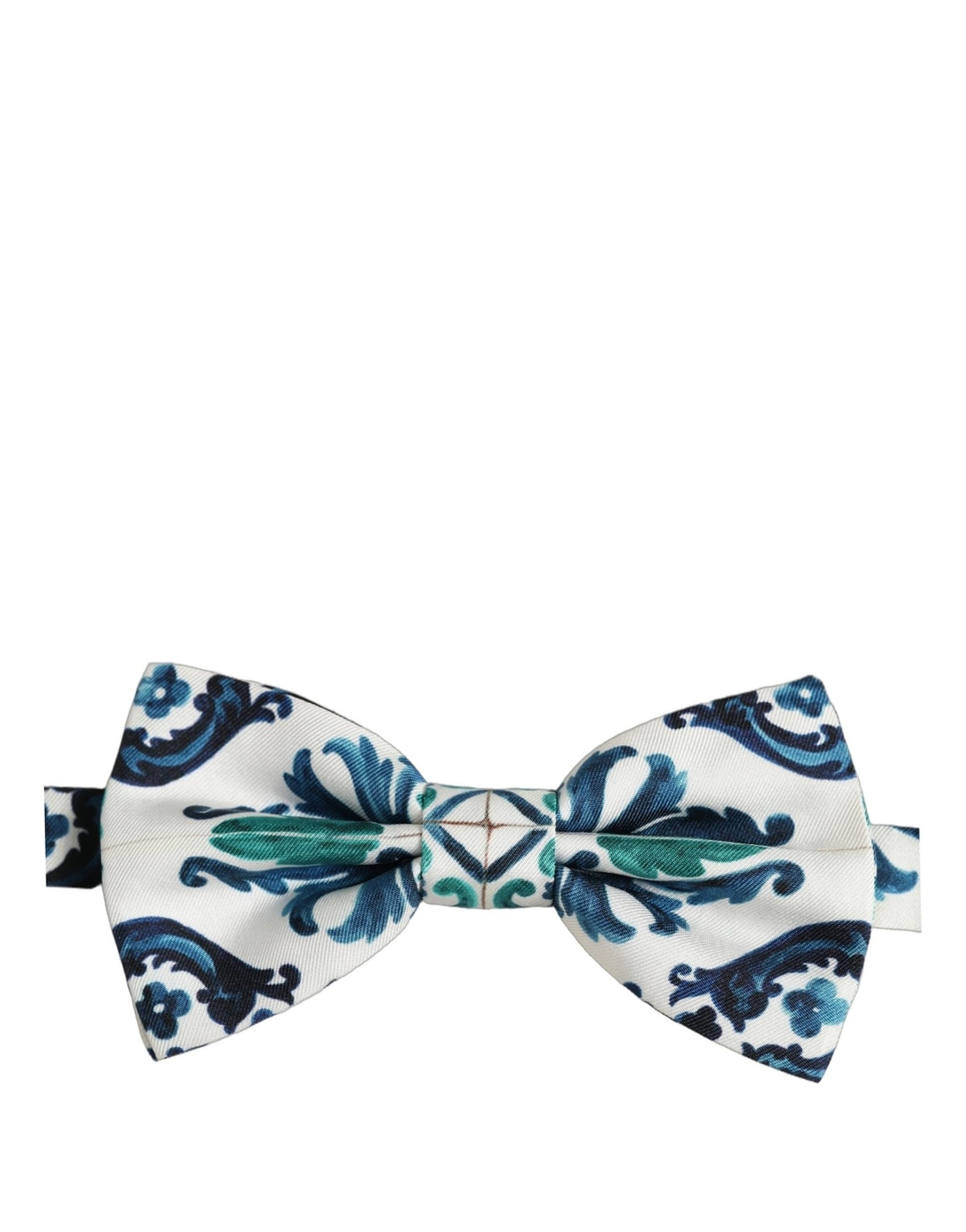 Dolce & Gabbana Men White Sicilian Silk Adjustable Neck Papillon Bow Tie