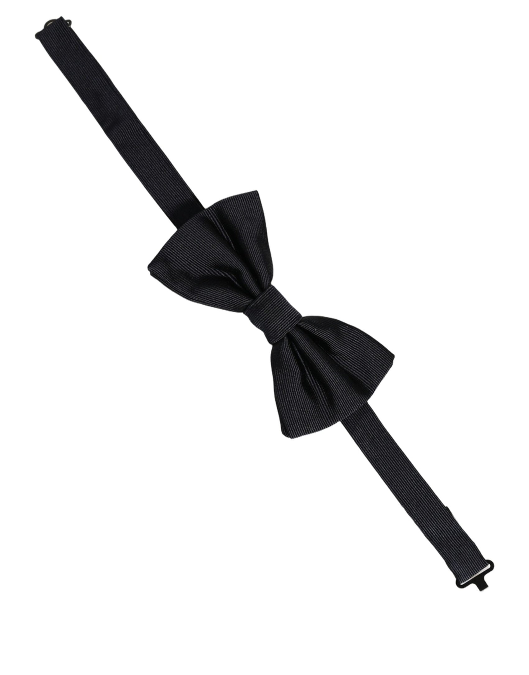 Dolce & Gabbana Men Dark Blue 100% Silk Adjustable Neck Papillon Bow Tie