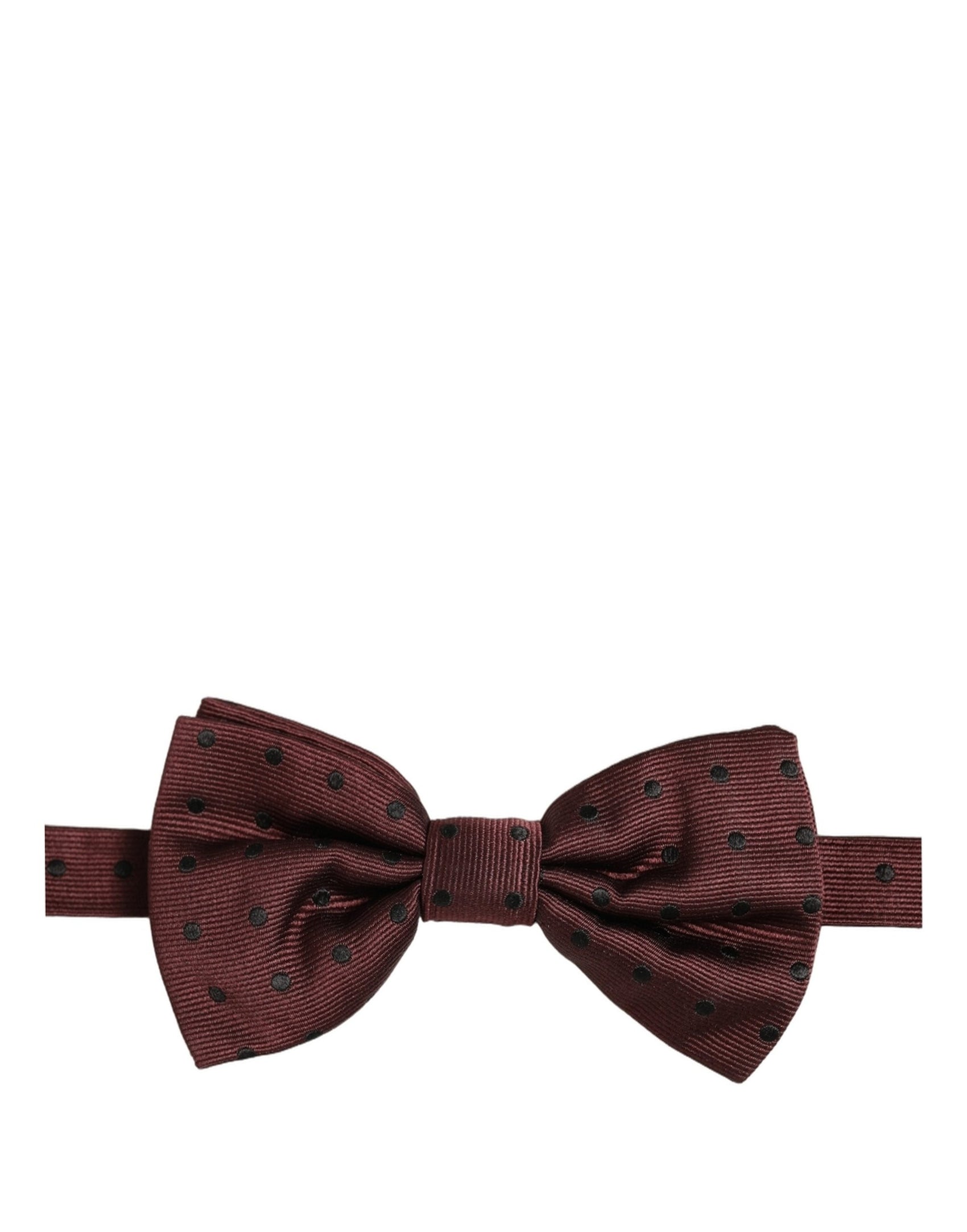 Dolce & Gabbana Burgundy Polka Dot Silk Adjustable Neck Papillon Bow Tie