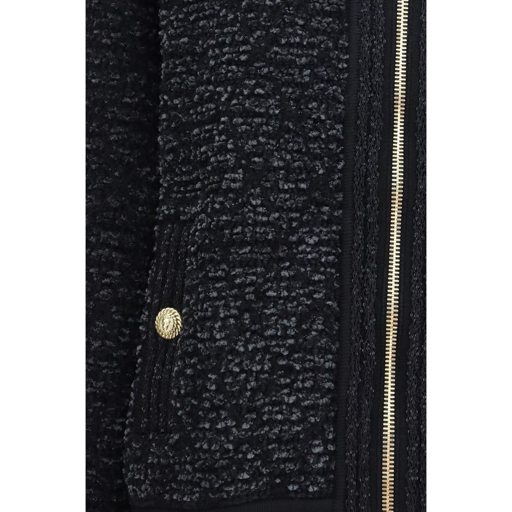 Balmain Black Viscose Bomber