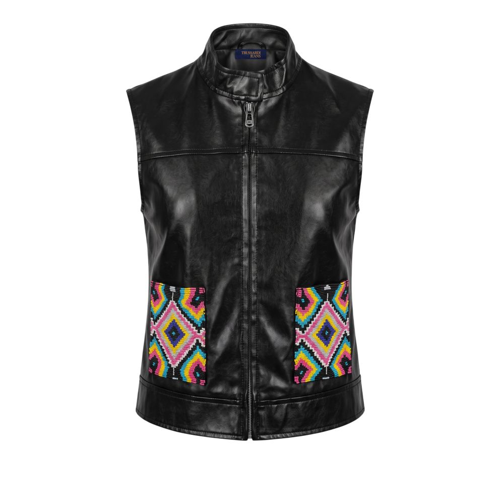 Trussardi Jeans Black Polyester Women Jacket