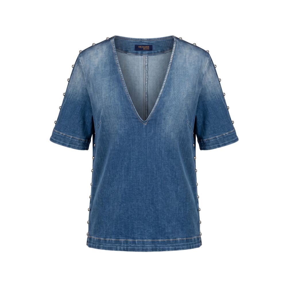 Trussardi Jeans Blue Cotton Women Shirt