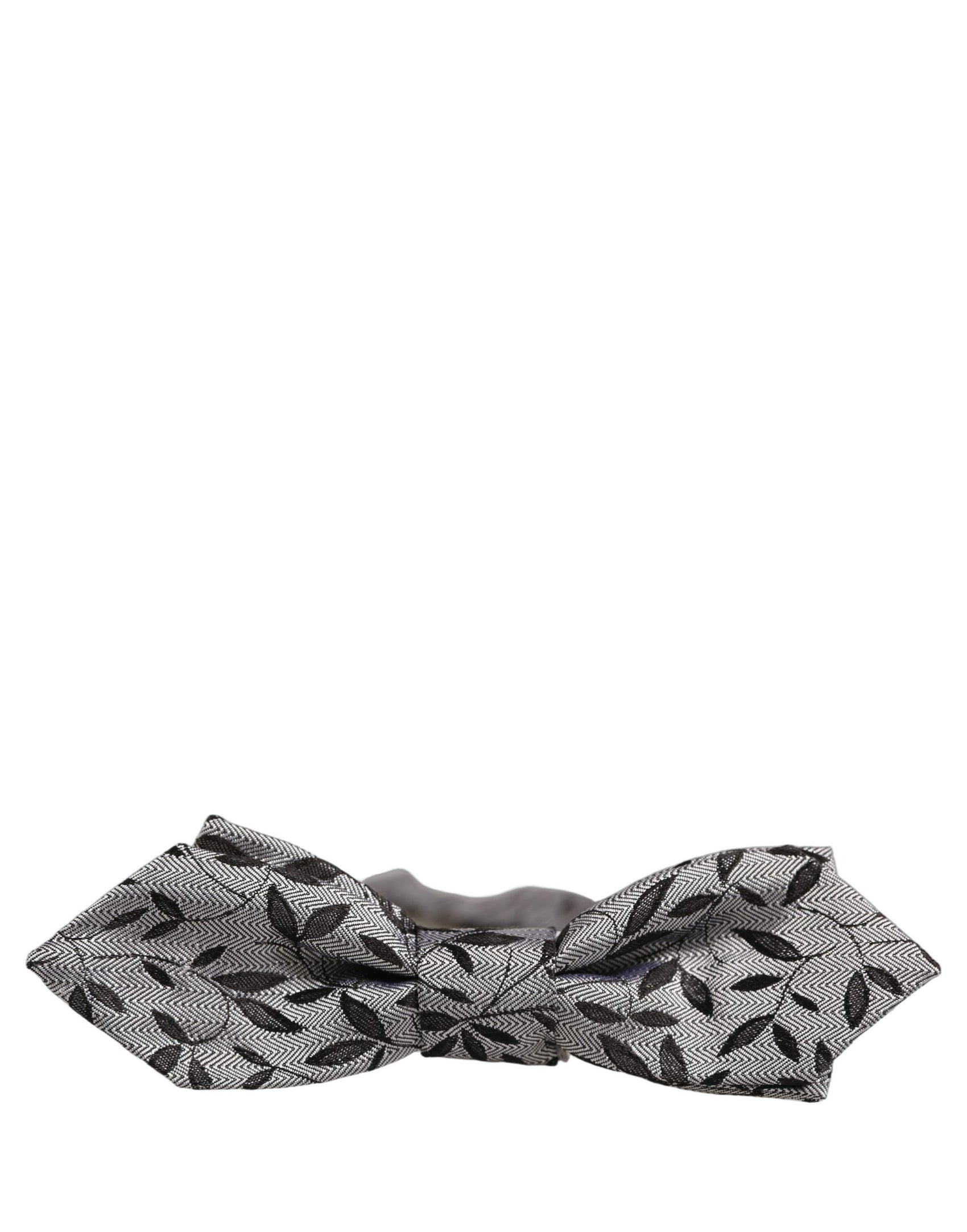 Dolce & Gabbana Men Gray Abstract Silk Adjustable Neck Papillon Bow Tie
