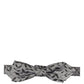 Dolce & Gabbana Men Gray Abstract Silk Adjustable Neck Papillon Bow Tie