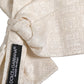 Dolce & Gabbana Men White Jacquard Silk Adjustable Neck Papillon Bow Tie