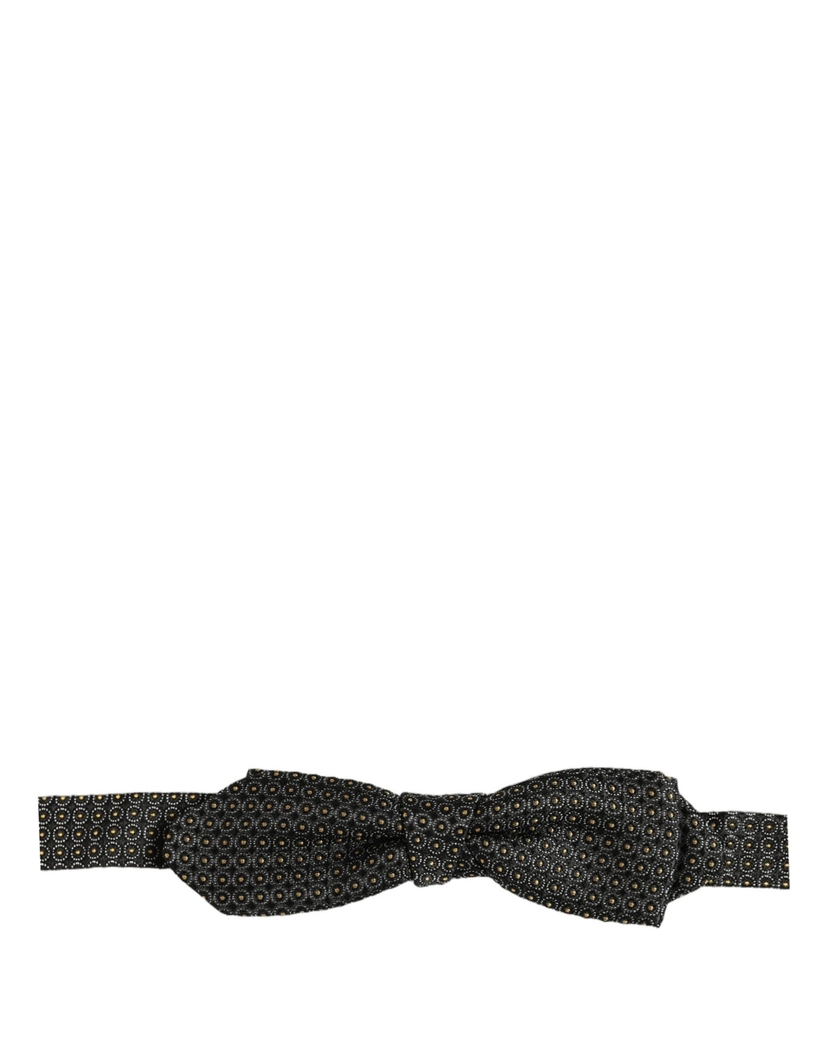Dolce & Gabbana Men Black Dotted Silk Adjustable Neck Papillon Bow Tie