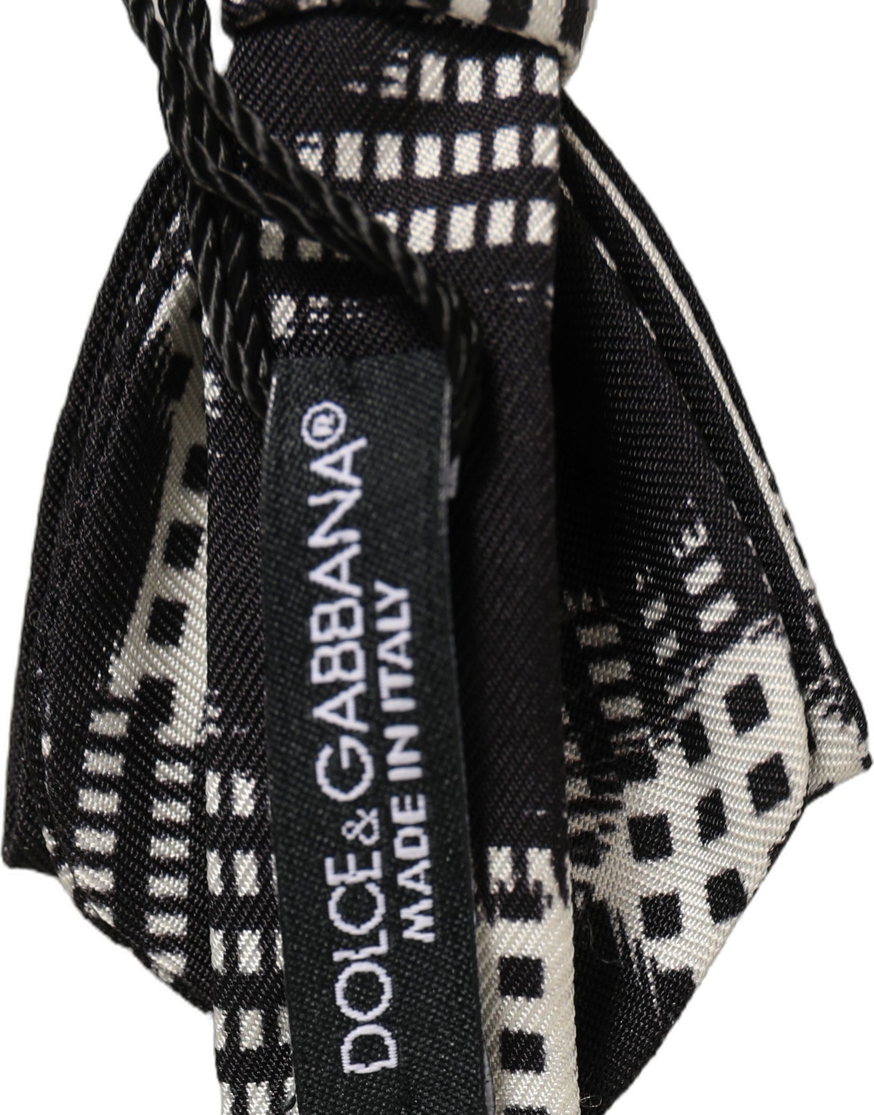 Dolce & Gabbana Black White Checkered Adjustable Neck Papillon Bow Tie