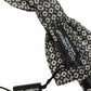 Dolce & Gabbana Men Gray Silk Patterned Adjustable Neck Papillon Bow Tie