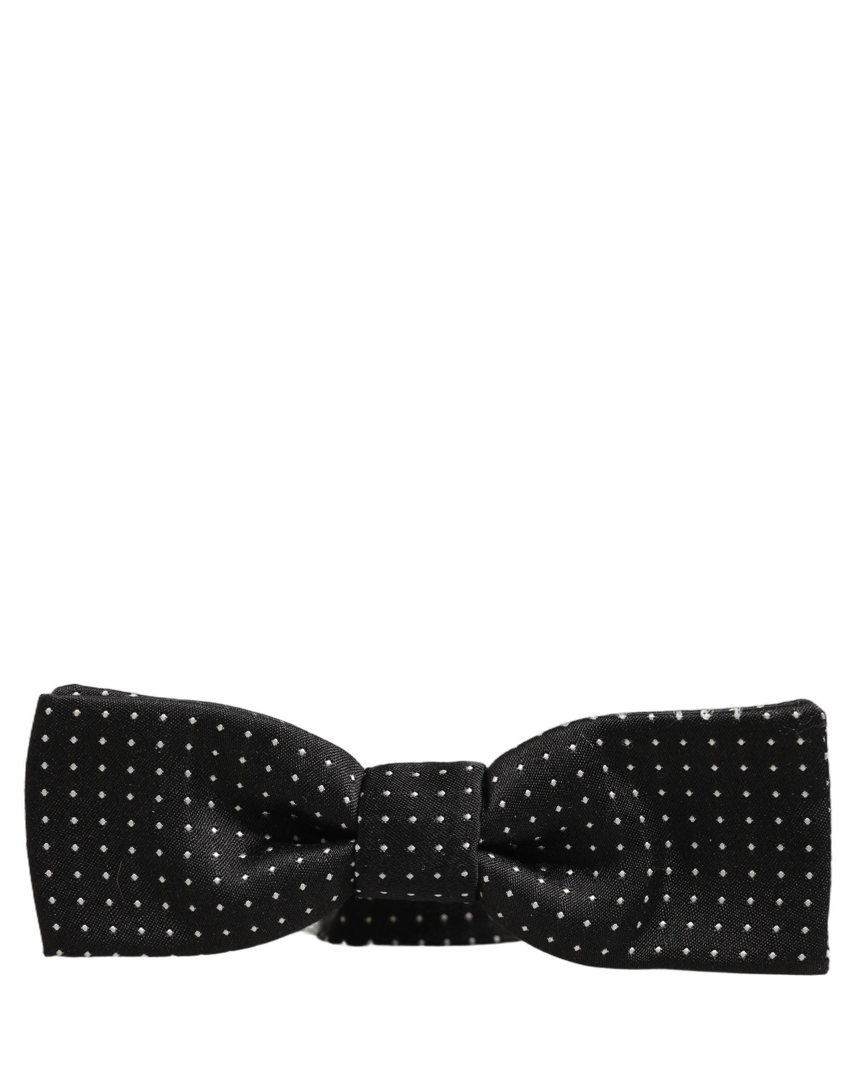 Dolce & Gabbana Black White Polka Dot Adjustable Neck Papillon Bow Tie