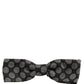 Dolce & Gabbana Black White Geometric Silk Adjustable Neck Papillon Bow Tie