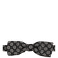 Dolce & Gabbana Black White Geometric Silk Adjustable Neck Papillon Bow Tie