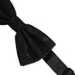Dolce & Gabbana Men Black Paisley Silk Adjustable Neck Papillon Bow Tie