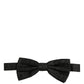 Dolce & Gabbana Men Black Paisley Silk Adjustable Neck Papillon Bow Tie