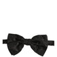 Dolce & Gabbana Men Black Paisley Silk Adjustable Neck Papillon Bow Tie
