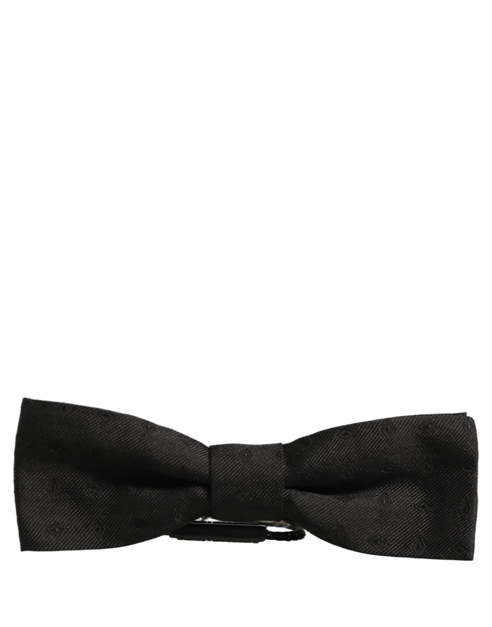 Dolce & Gabbana Men Black 100% Silk Adjustable Neck Papillon Bow Tie