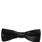 Dolce & Gabbana Men Black Floral Silk Adjustable Neck Papillon Bow Tie