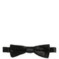 Dolce & Gabbana Men Black Floral Silk Adjustable Neck Papillon Bow Tie