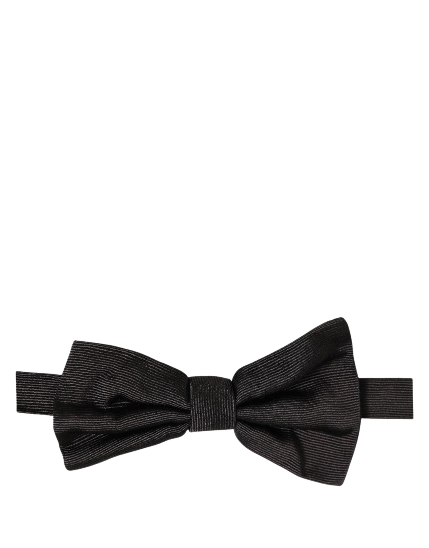 Dolce & Gabbana Men Black 100% Silk Adjustable Neck Papillon Bow Tie