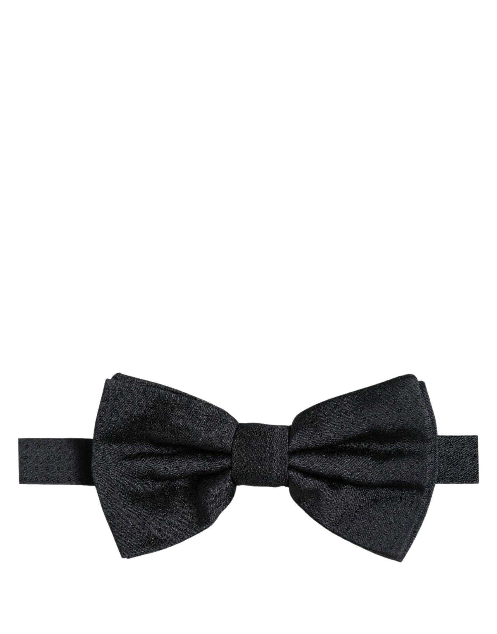 Dolce & Gabbana Men Black 100% Silk Adjustable Neck Papillon Bow Tie