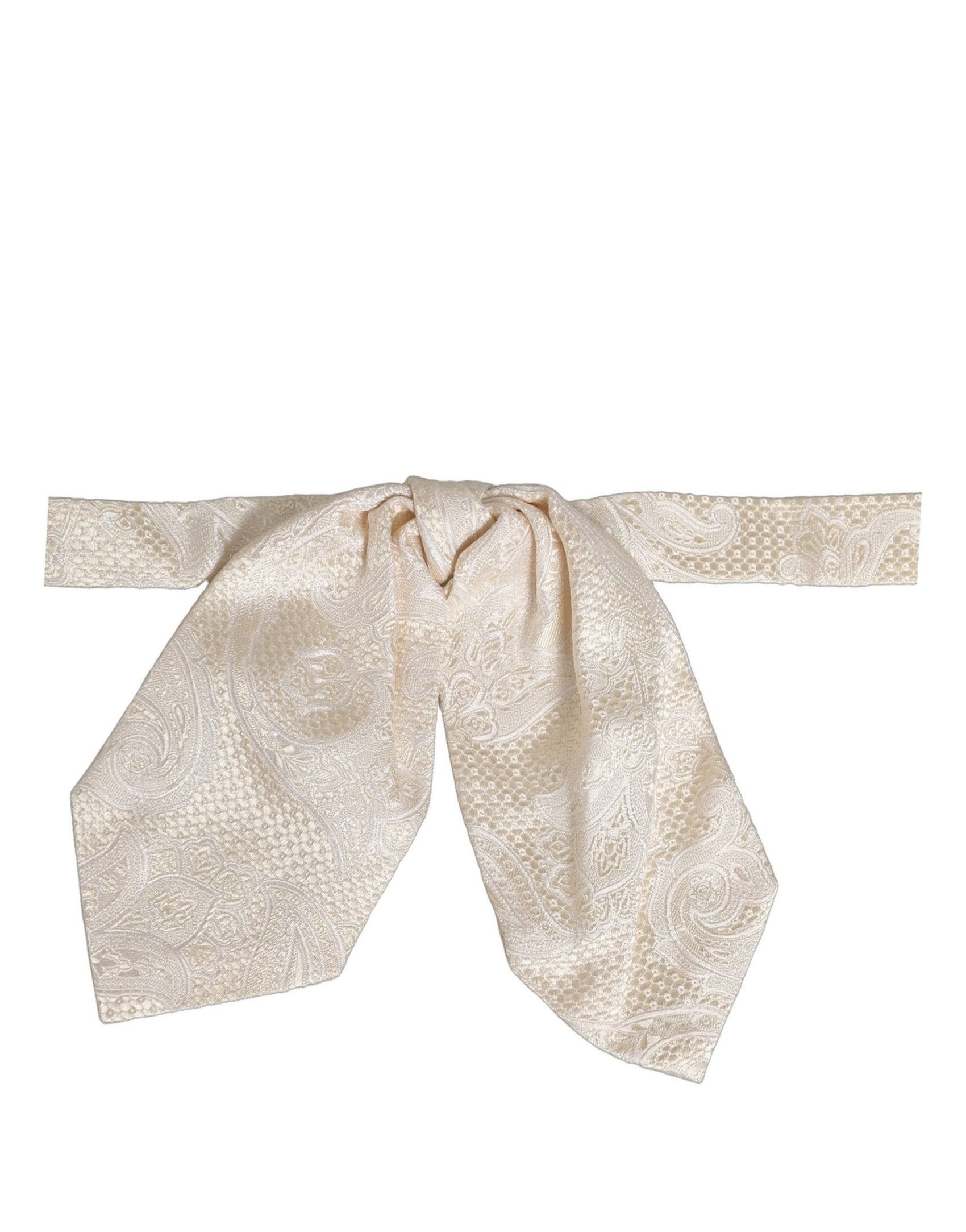 Dolce & Gabbana Men Ivory Paisley SIlk Adjustable Neck Papillon Bow Tie