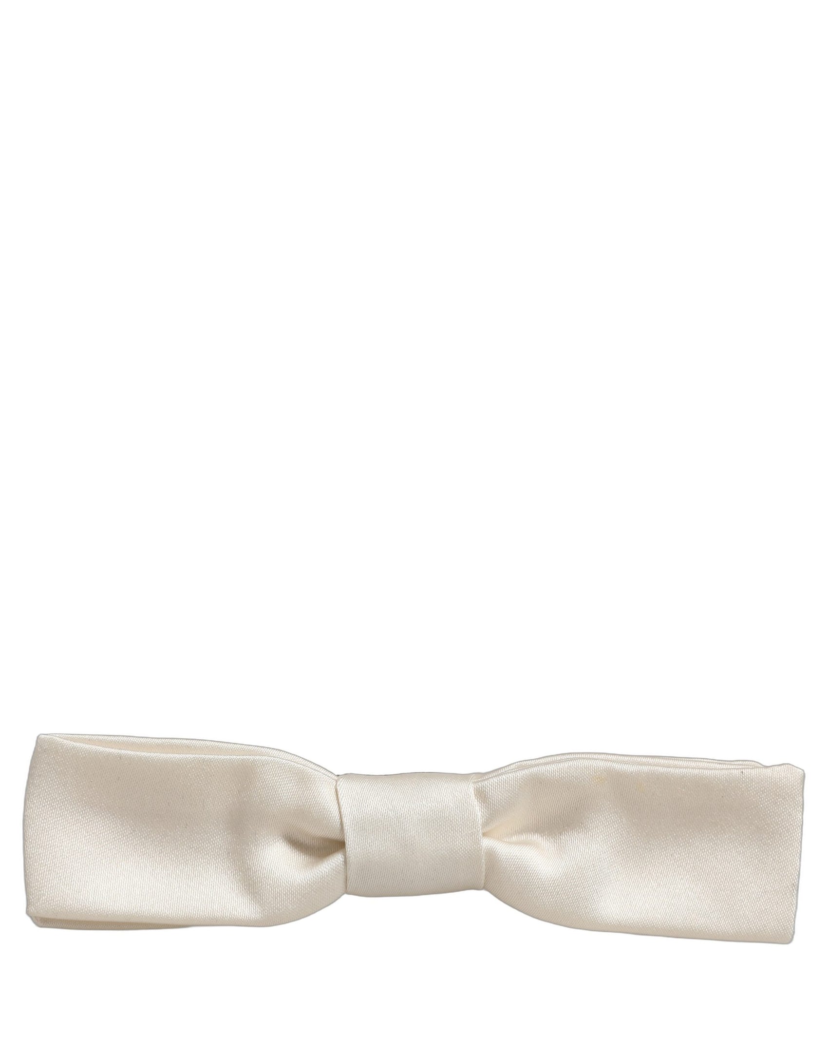 Dolce & Gabbana Men White 100% Silk Adjustable Neck Papillon Bow Tie