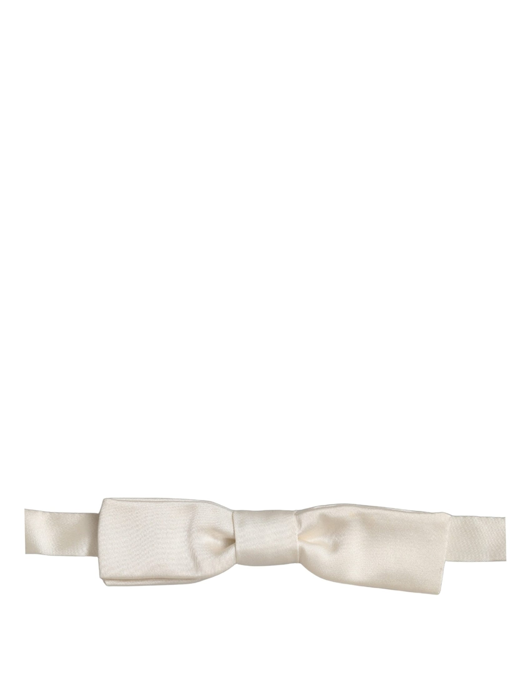 Dolce & Gabbana Men White 100% Silk Adjustable Neck Papillon Bow Tie