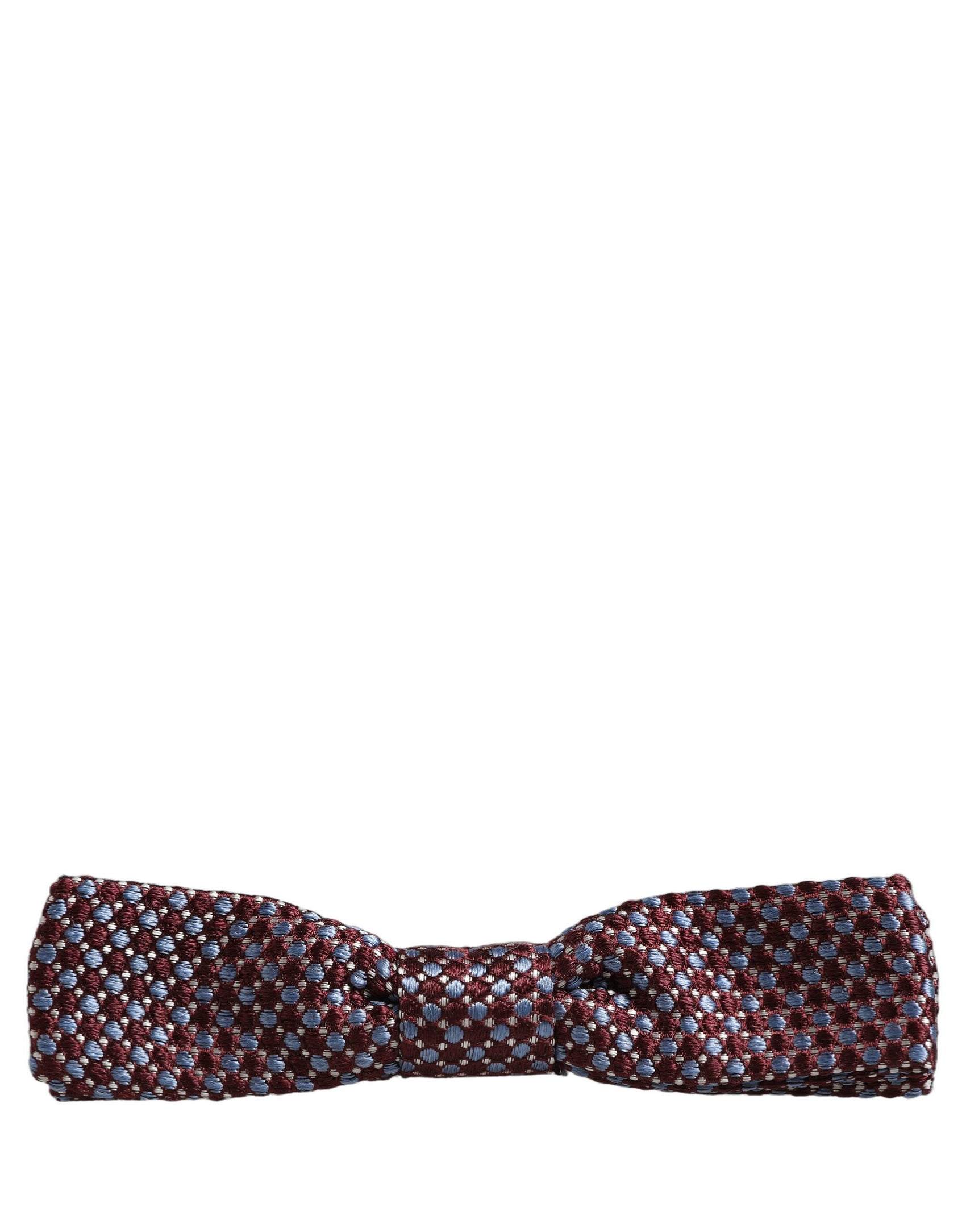 Dolce & Gabbana Blue Burgundy Woven Adjustable Neck Papillon Bow Tie