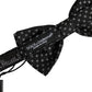 Dolce & Gabbana Men Black Patterned Adjustable Neck Papillon Bow Tie