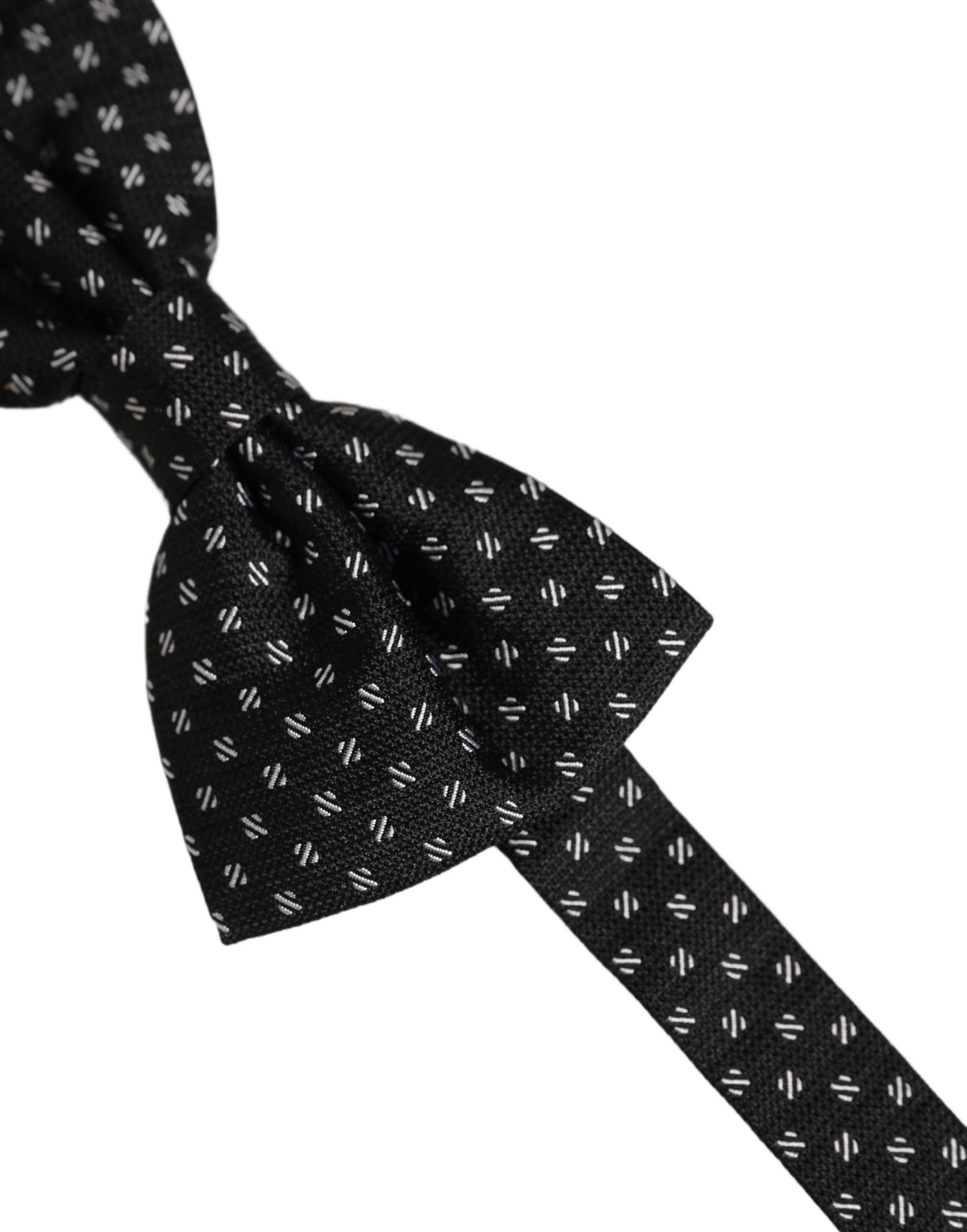 Dolce & Gabbana Men Black Patterned Adjustable Neck Papillon Bow Tie