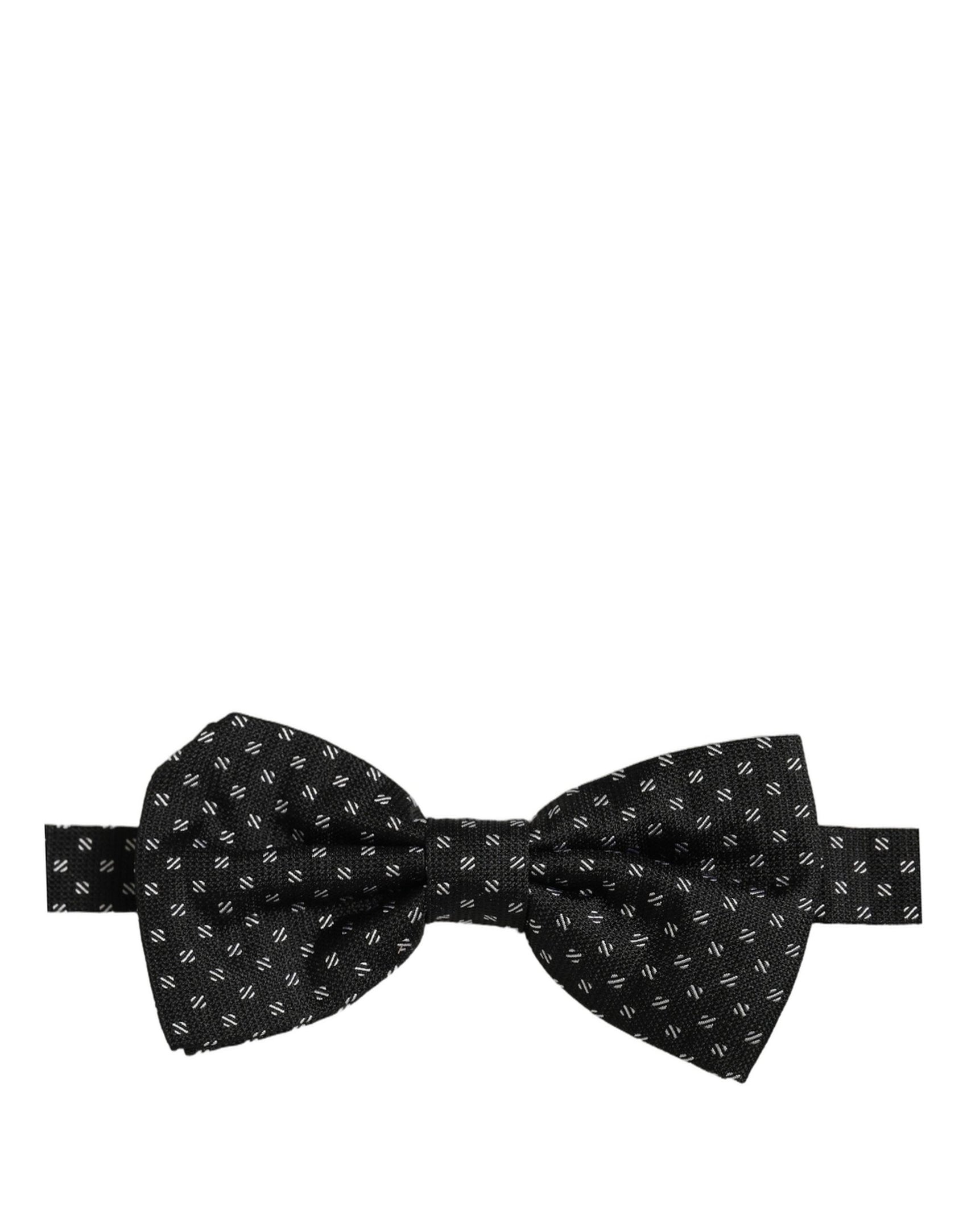Dolce & Gabbana Men Black Patterned Adjustable Neck Papillon Bow Tie