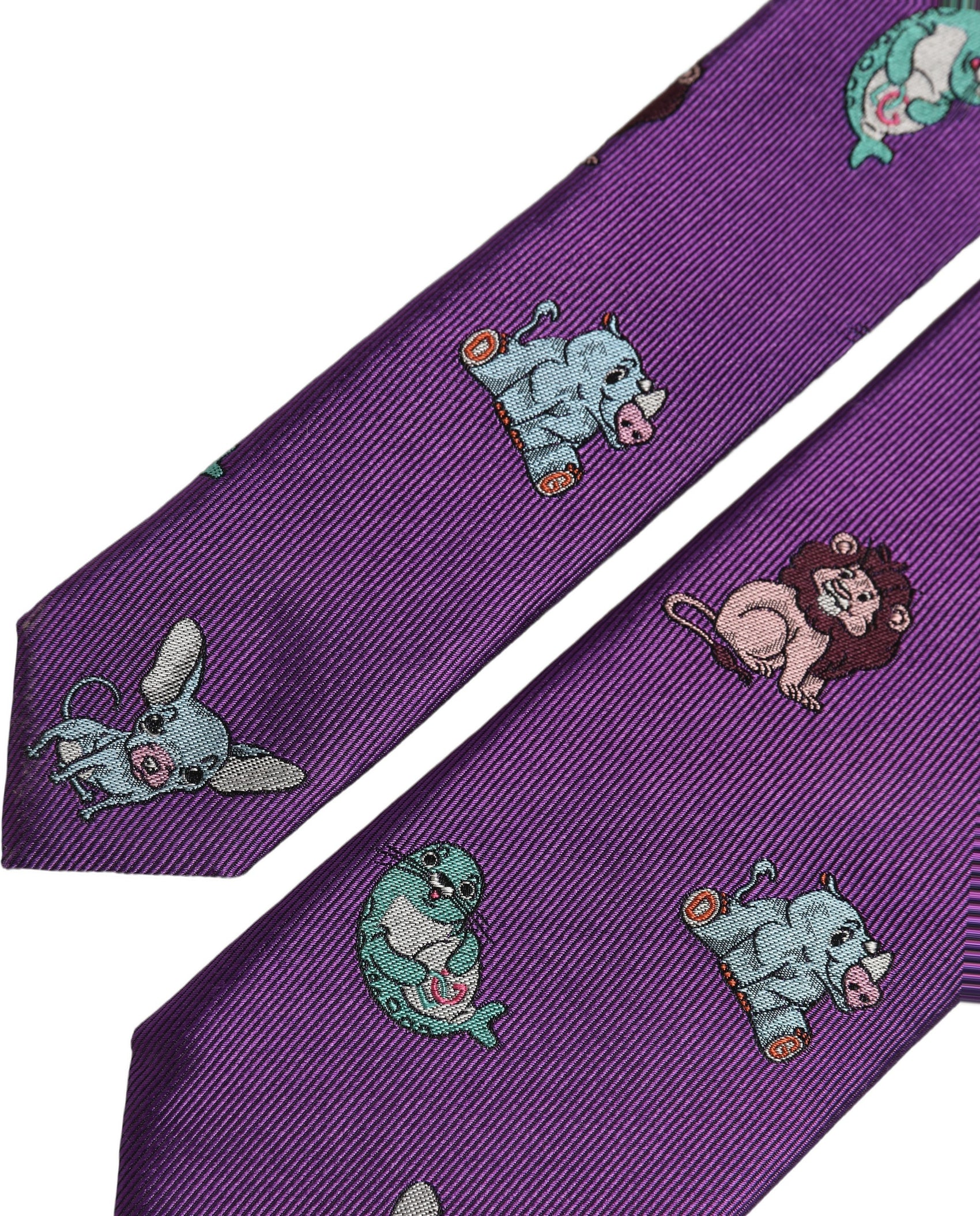 Dolce & Gabbana Men Purple Animal Print Adjustable Tied Necktie Tie