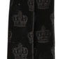 Dolce & Gabbana Men Black Crown Print Silk Adjustable Tied Necktie Tie