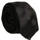 Dolce & Gabbana Men Black Crown Print Silk Adjustable Tied Necktie Tie