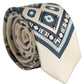 Dolce & Gabbana Men Off White Blue Geometric Adjustable Tied Necktie Tie
