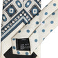 Dolce & Gabbana Men Off White Blue Geometric Adjustable Tied Necktie Tie