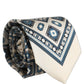 Dolce & Gabbana Men Off White Blue Geometric Adjustable Tied Necktie Tie