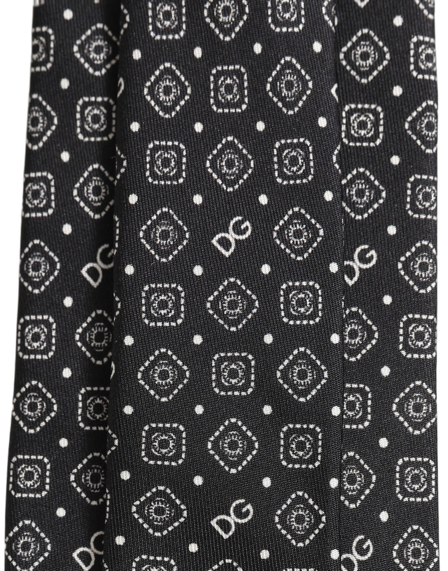 Dolce & Gabbana Men Black DG Logo 100% Silk Adjustable Tied Necktie Tie