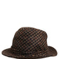 Dolce & Gabbana Brown Checkered Wool Tweed Fedora Capello Hats