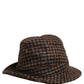 Dolce & Gabbana Brown Checkered Wool Tweed Fedora Capello Hats
