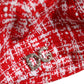 Dolce & Gabbana Red White Tweed Textured Baker Boy Capello Hat