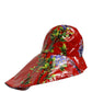 Dolce & Gabbana Glossy Red Floral Wide Brim Bucket Capello Hat